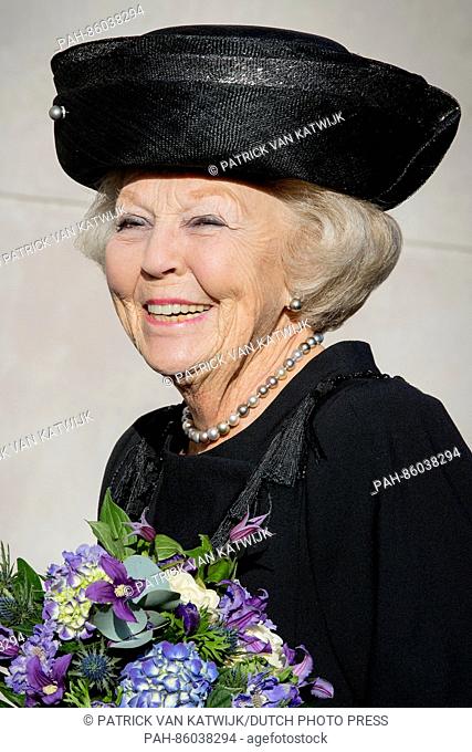 Princess Beatrix of The Netherlands visits the museum symposium on the occasion of the 100th anniversary of the Dutch historical Maritime museum in Amsterdam