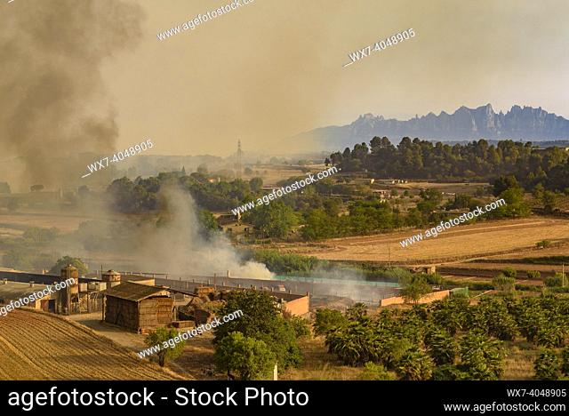 Wildfire of El Pont de Vilomara, on July 17, 2022, which burned 1, 743 hectares of vegetation (Bages, Barcelona, Catalonia, Spain)