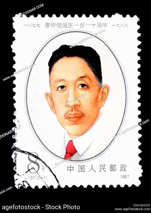 A stamp printed in China shows Chinese former leader Liao Zhongkai, circa 1987