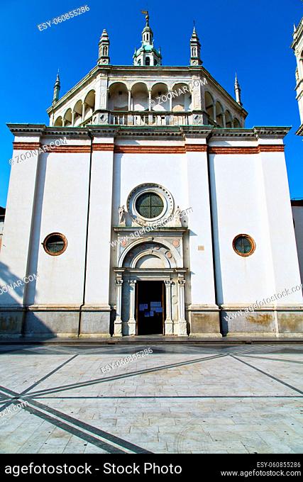 lombardy  in the busto arsizio old  church closed brick tower sidewalk italy