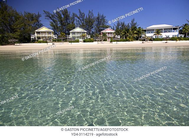 Houses in front of the beach, Alabaster Bay, Eleuthera island, Bahamas