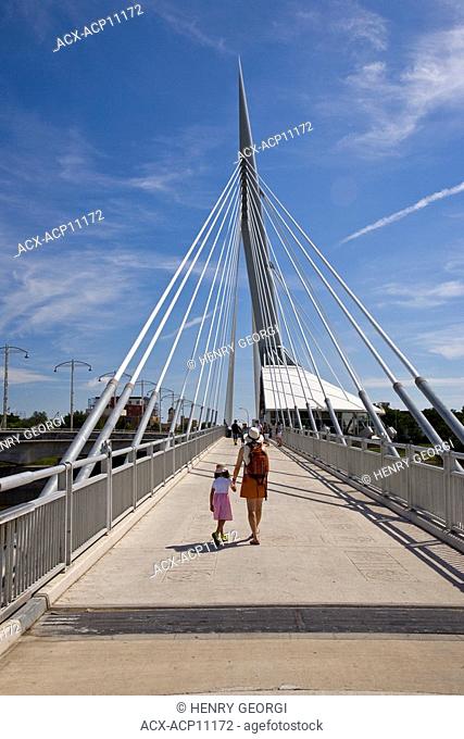 Esplanade Riel Pedestrian Footbridge over Red River, Winnipeg, Manitoba, Canada