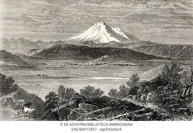 Mount Shasta, Siskiyou County, California, United States of America, the Modoc Indian War, illustration from the magazine The Illustrated London News