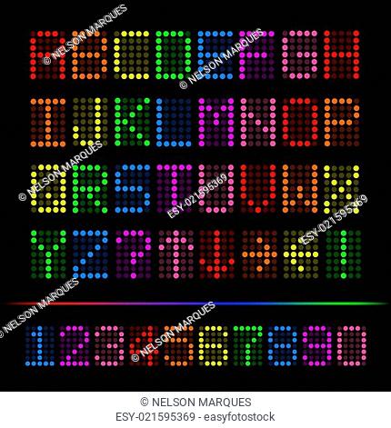 Colorful Digital Font, Vector Illustration