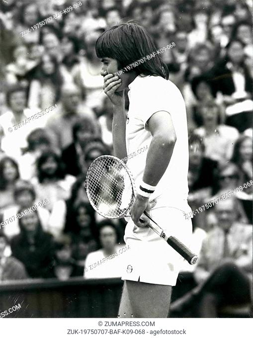Jul. 07, 1975 - Arthur Ashe (USA) Is The New Wimbledon Champion After Defeating Jimmy Connors In The Final. Photo Shows: A look of despair from Jimmy Connors...