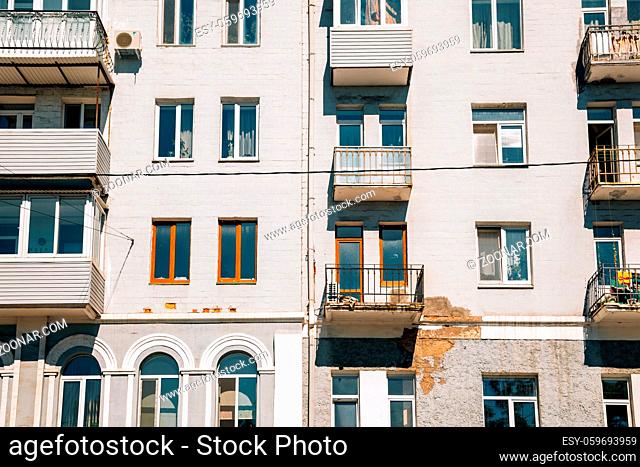 Old apartment building facade in Russia