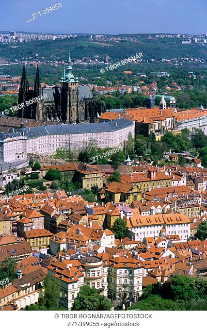 Mala Strana and Castle, aerial view. Prague. Czech republic