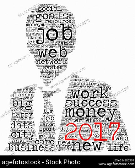 Business 2017 word cloud concept in shape business man