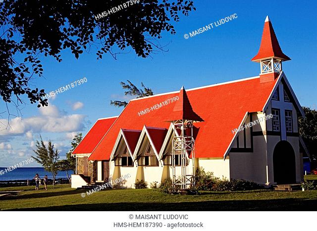 Mauritius, District of Riviere du Rempart, surroundings of Grand Gaube, Cap Malheureux village, Notre Dame de l' Auxiliatrice Church