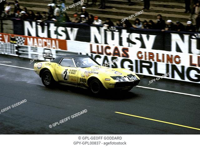 Henri Greder-Jean Pierre Rouget's Corvette ZL1 racing in the Le Mans 24hours race, France 1970