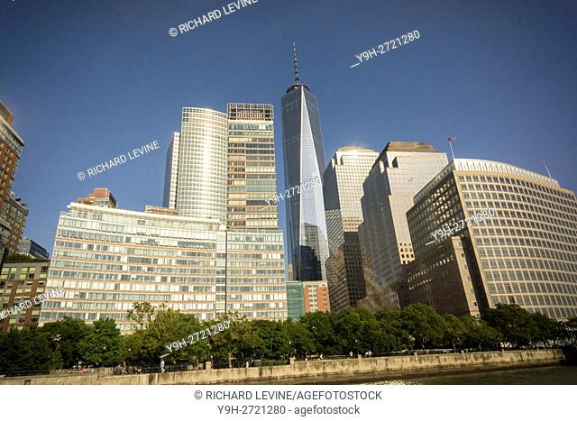 The Lower Manhattan skyline of New York with One World Trade Center