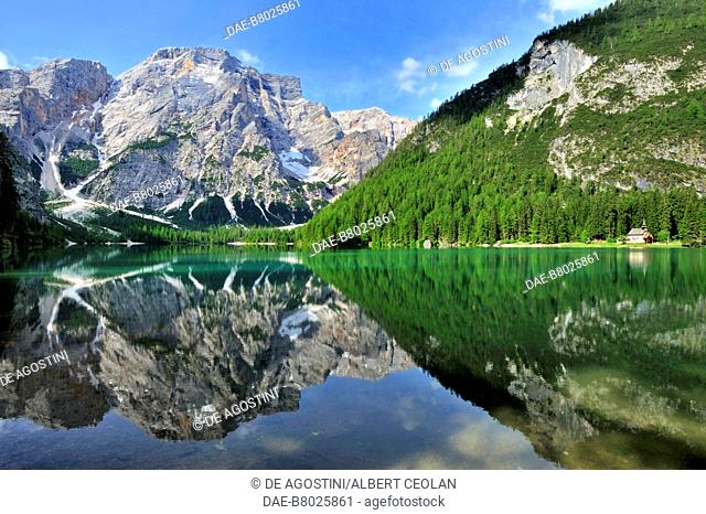 Lake Prags, Puster valley, Trentino-Alto Adige, Italy