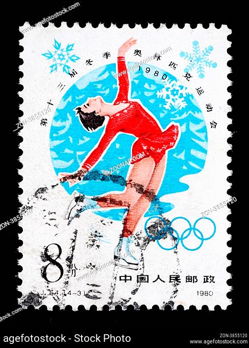 A stamp shows the 13th Winter Olympic Games 1980