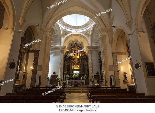 Church Sant Bartomeu, interior view, Valldemossa, Majorca, Balearic Islands, Spain, Europe