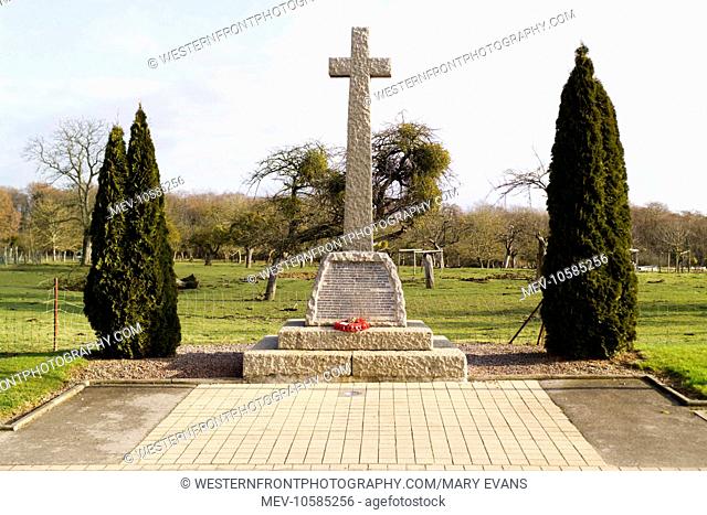 Bois des Buttes. Memorial to the Devonshires in La Ville aux Bois les Pontavert Scene of the stand by the 2nd Battalion The Devonshire Regiment on May 27th 1918...