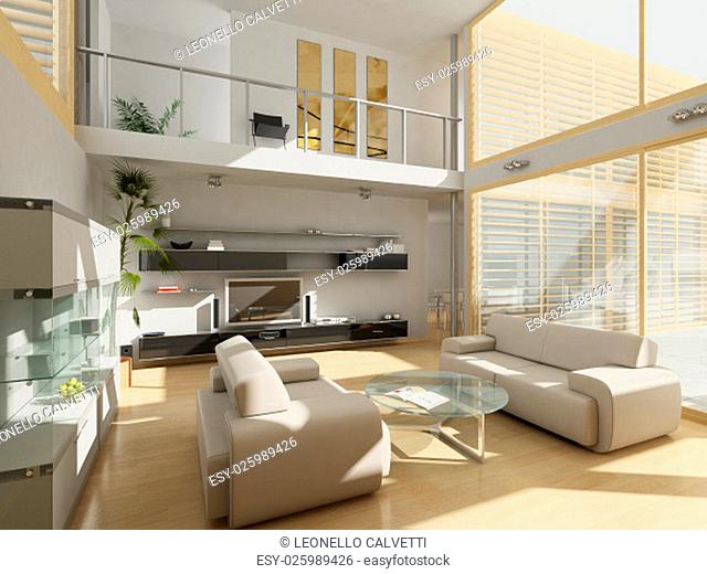 Modern livingroom with large windows