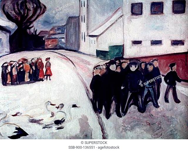 Village Street With Burning House by Edvard Munch, Oil On Canvas, 1903, 1863-1944, Germany, Hannover, Niedersaechsisches Landesmuseum