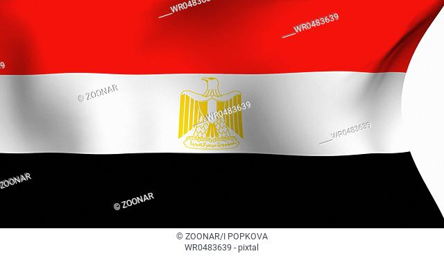 Flag of Egypt against white background. Close up