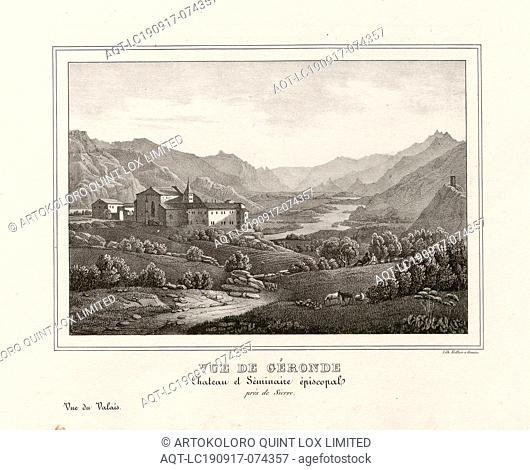 View of Geronde. Castle and Episcopal Seminary near Sierre, View of Géronde ob Sierre Castle (Siders), signed: waiter, plate 16, p