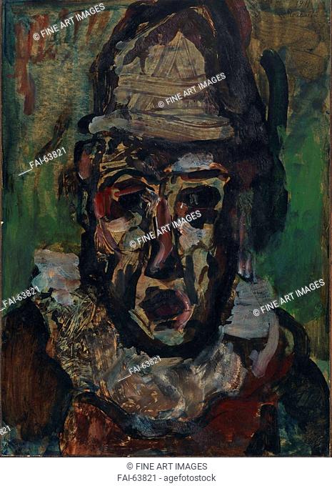 Georges Rouault, Clown tragique, 1911, oil and gouache on paper mounted on blackboard, 40 x 28, 8 cm. Private collection