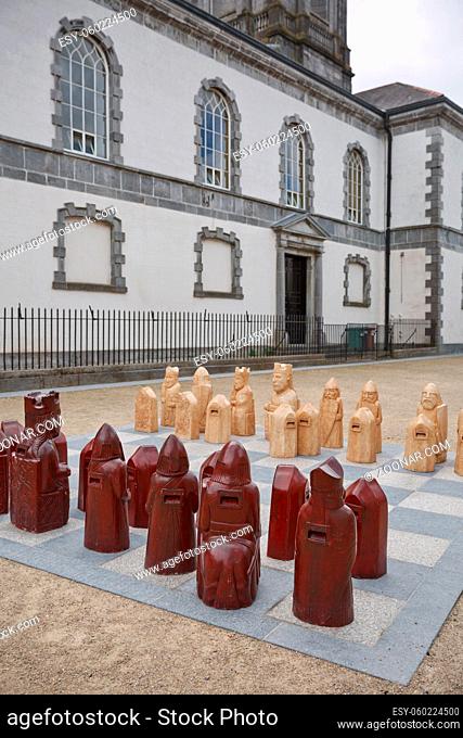Waterford, Republic of Ireland - June 13, 2017: Chess Game in street of Waterford in Ireland representing the Norman invasion in 1169 AD that have been set up...