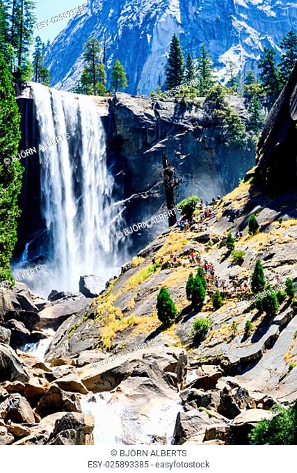 Vernal Fall is a 317 feet waterfall on the Merced River just downstream of Nevada Fall in Yosemite National Park, California