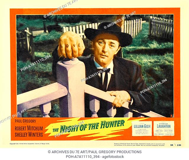 La Nuit du chasseur The Night of the Hunter  Year : 1955 USA Director : Charles Laughton Robert Mitchum  Lobbycard. It is forbidden to reproduce the photograph...
