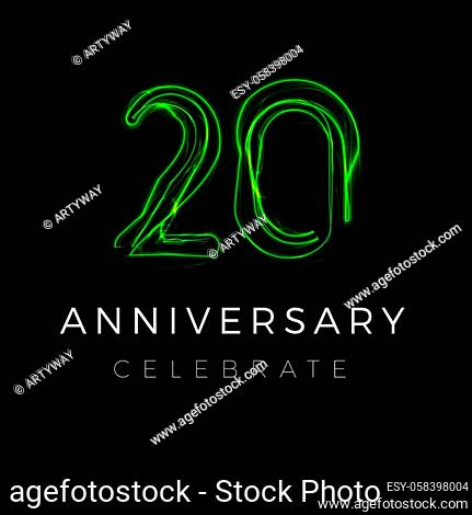 Twenty Anniversary poster for party. 20th years sign. Twentieth birthday celebrate. Discount twenty percent sign. Sale 20 off on cyber monday or black friday