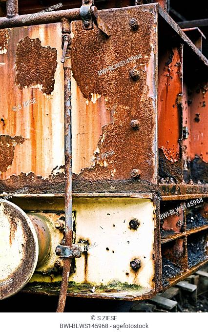 corroded coal lorry at the coking plant Zollverein, Germany, North Rhine-Westphalia, Ruhr Area, Essen-Katernberg