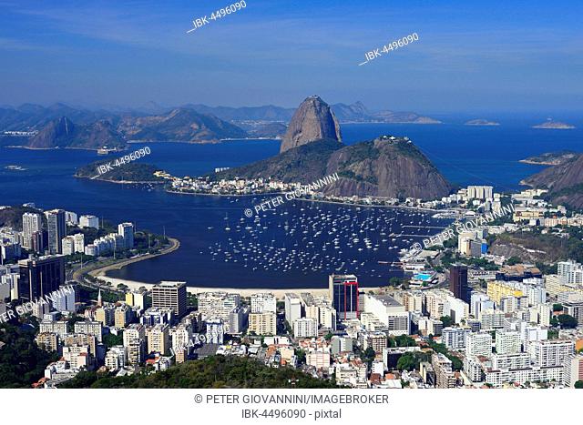 View of the city and Sugar Loaf Mountain, Corcovado, Rio de Janeiro, Brazil