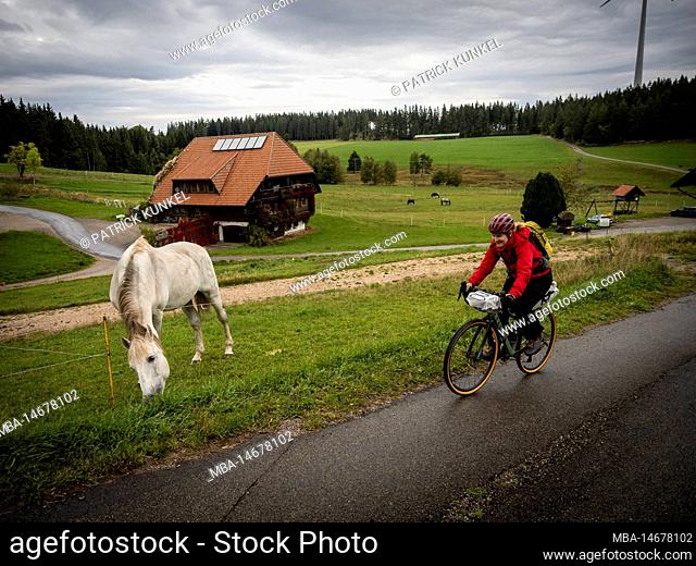Gravel bike tour in the Black Forest. Farm near Schonach