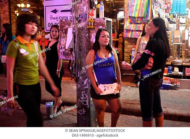 Girls and prostitutes outside go-go bar, Pattaya beach resort and centre for sex tourism, Thailand