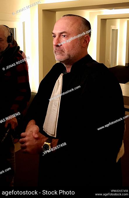 Lawyer Olivier Martins pictured during a session of a drug trial that started after the decryption of encryption softwares Encrochat and Sky ECC