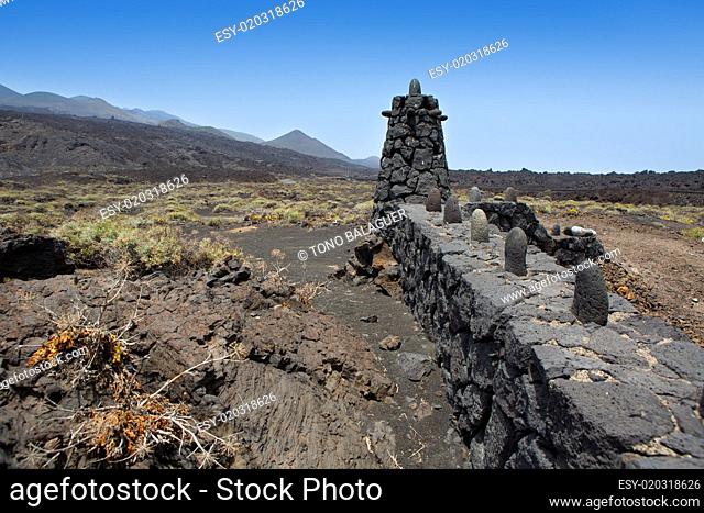 La Palma lava stone fence column in Fuencaliente