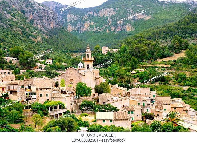Valldemossa valley village view in Majorca Tramontana