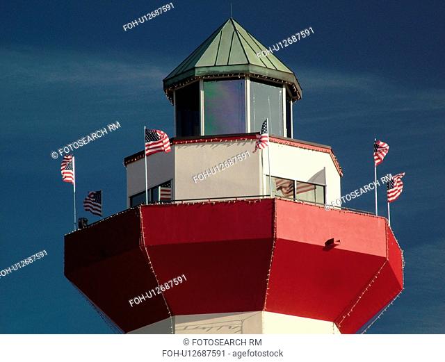 Hilton Head Island, SC, South Carolina, Harbour Town, Sea Pines, Harbour Town Yacht Basin, red and white striped lighthouse