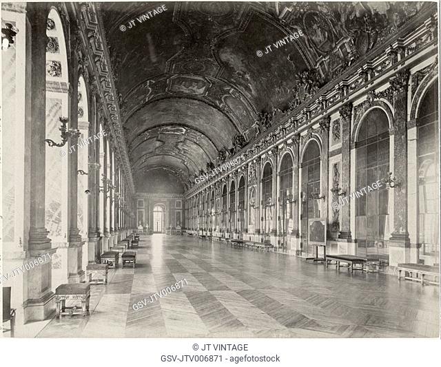 Galerie des Glaces (Hall of Mirrors), Palace of Versailles, France, Albumen Photograph, circa late 19th Century