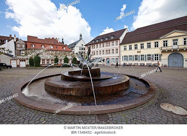 Sebastian Muenster Fountain on Karlsplatz Square, Heidelberg, Neckar, Baden-Wuerttemberg, Germany, Europa