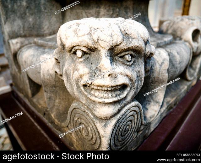 carved and decorated capital, with animal figures, monastery of Carmo, Lisbon