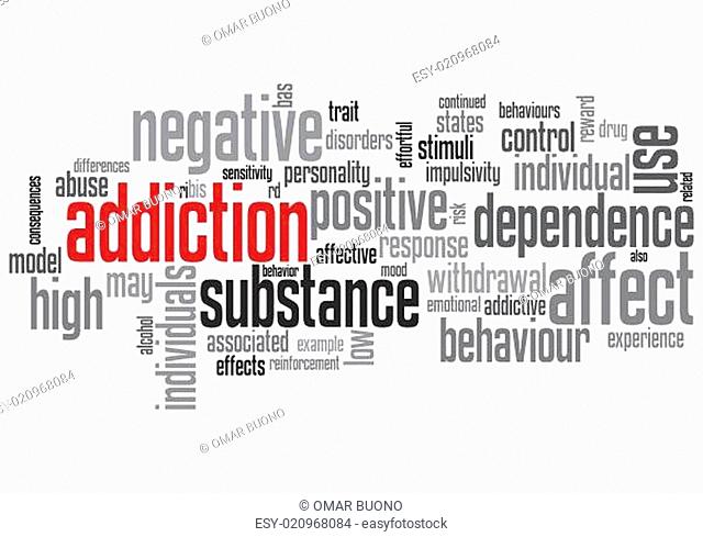 Addiction Concept Design Word Cloud on White Background