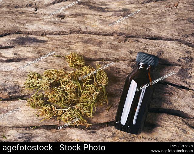 dried cannabis medical marijuana with CBD and THC extract