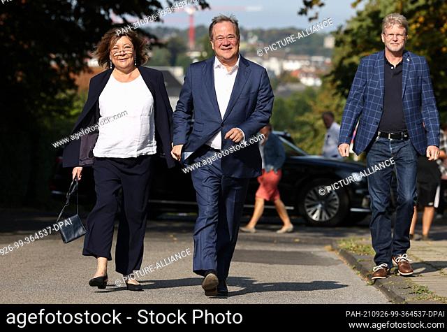 26 September 2021, North Rhine-Westphalia, Aachen: Armin Laschet, Federal Chairman of the CDU, top candidate of his party and Minister President of North...