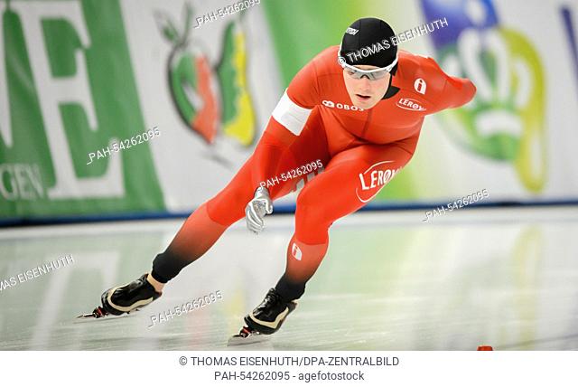 Speed skater Sverre Lunde Pedersen of Norway competes in the men's 5000 metre race during the speed skating world cup season 2014/2015 in Berlin, Germany