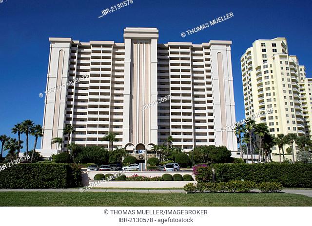 High-rise apartment buildings, 1230 Gulf Boulevard, Sand Key, Clearwater Beach, Florida, United States, USA