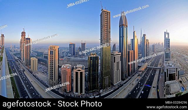 Skyscrapers along Sheikh Zayed Road, Dubai, United Arab Emirates