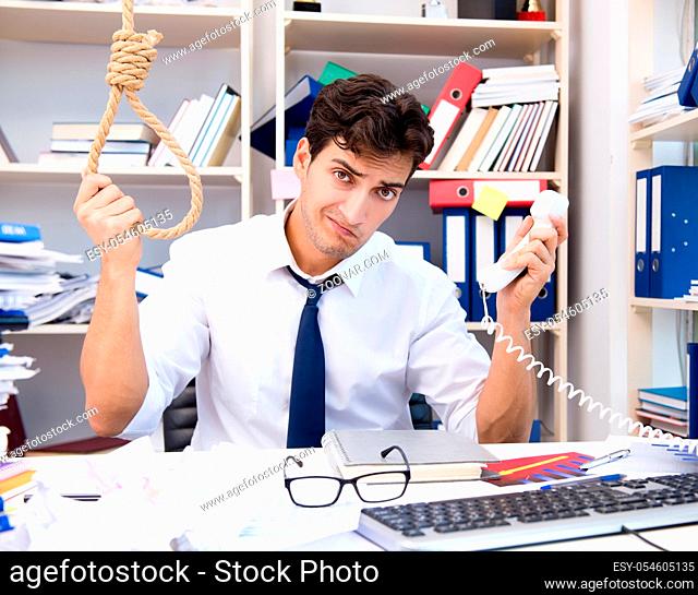 The busy frustrated businessman angry in the office