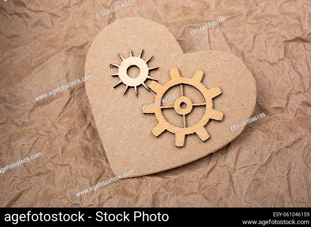 Gear wheels on Heart shape for love and valentine day concept