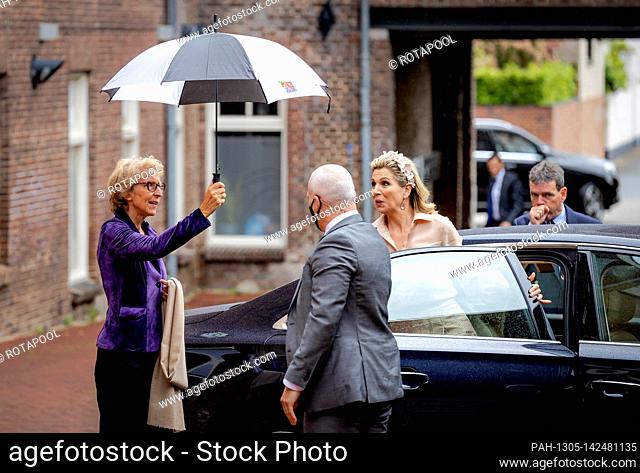 Queen Maxima of The Netherlands arrives at the ECI Cultuurfabriek in Roermond, on May 11, 2021, to attend the signature of the Muziek Akkoord Goirle and Den...