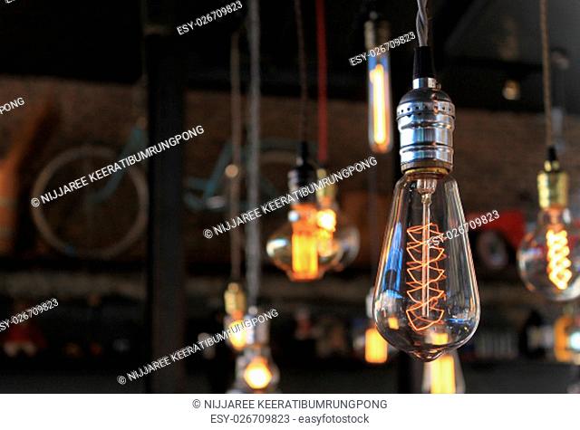 Decorative light bulbs on beautiful background