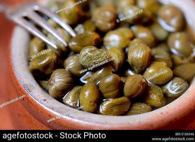 Bowl with capers, pickled ( Capparis spinosa)